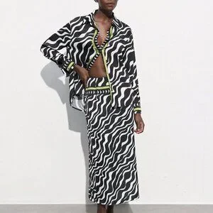 Tops | Black Casual Womens Round Neck Long Sleeve Zebra Print Shirt ...